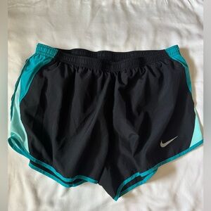 Nike Women's Black and Teal Athletic Dri fit Shorts size Large L